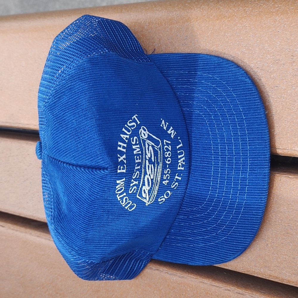 Vtg Joe's Custom Exhaust System So St Paul MN Corduroy Trucker Mesh Snapbk Hat